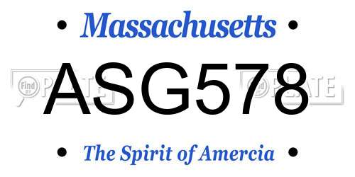 ASG578 Massachusetts License Plate