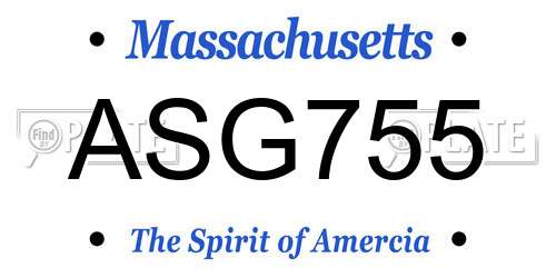 ASG755 Massachusetts License Plate