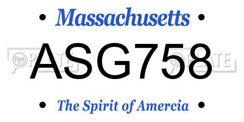ASG758 Massachusetts License Plate