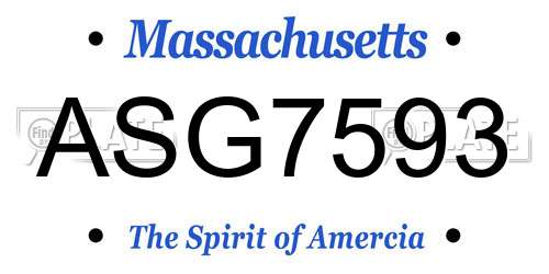ASG7593 Massachusetts License Plate