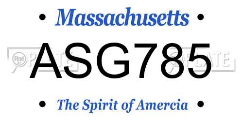ASG785 Massachusetts License Plate