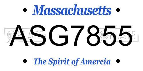 ASG7855 Massachusetts License Plate