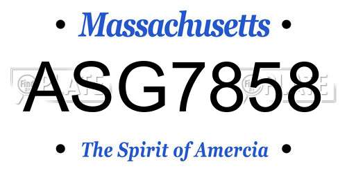 ASG7858 Massachusetts License Plate