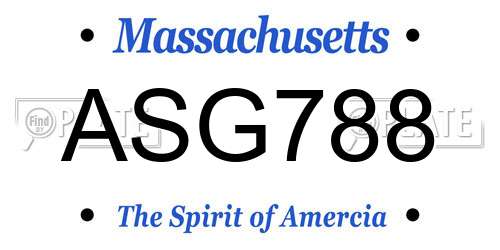 ASG788 Massachusetts License Plate