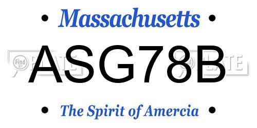 ASG78B Massachusetts License Plate