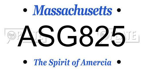 ASG825 Massachusetts License Plate