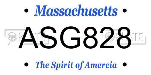 ASG828 Massachusetts License Plate