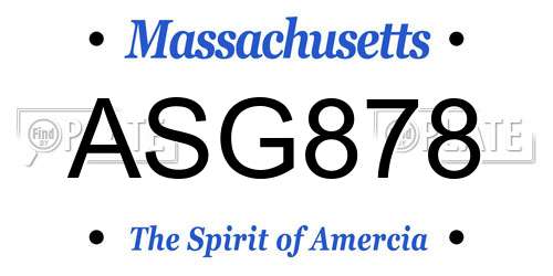 ASG878 Massachusetts License Plate