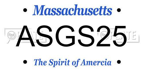 ASGS25 Massachusetts License Plate