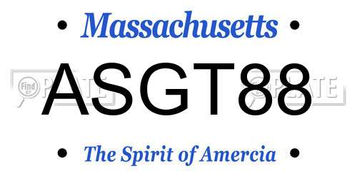 ASGT88 Massachusetts License Plate