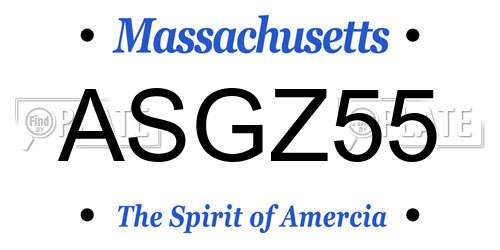 ASGZ55 Massachusetts License Plate