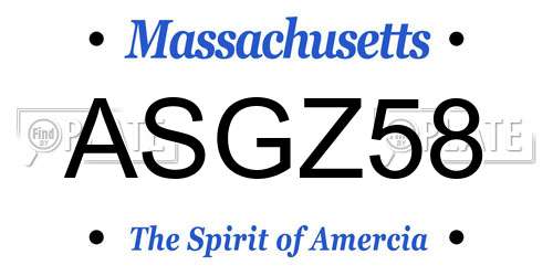 ASGZ58 Massachusetts License Plate