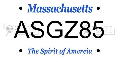 ASGZ85 Massachusetts License Plate