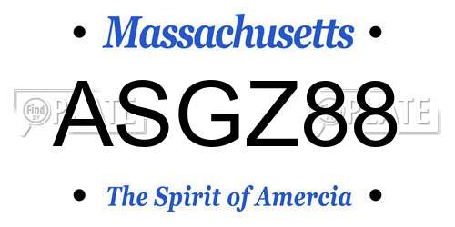 ASGZ88 Massachusetts License Plate