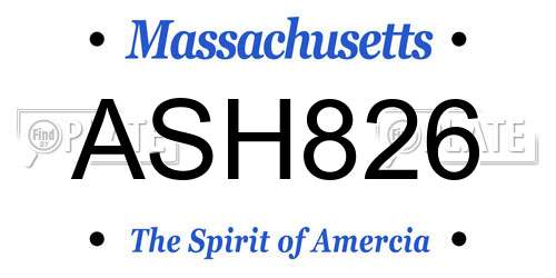ASH826 Massachusetts License Plate