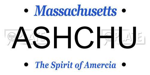ASHCHU Massachusetts License Plate