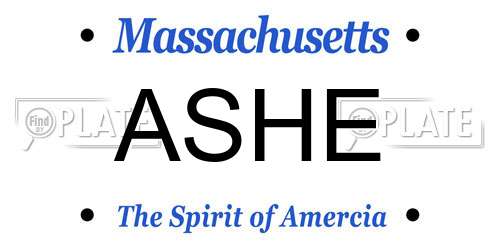 ASHE Massachusetts License Plate