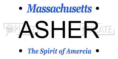 ASHER Massachusetts License Plate