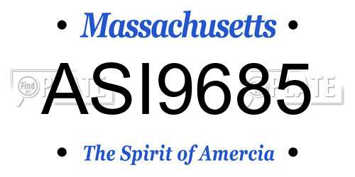 ASI9685 Massachusetts License Plate