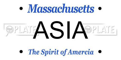 ASIA Massachusetts License Plate