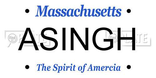 ASINGH Massachusetts License Plate