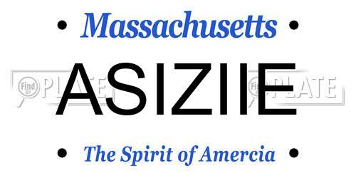 ASIZIIE Massachusetts License Plate