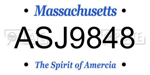 ASJ9848 Massachusetts License Plate