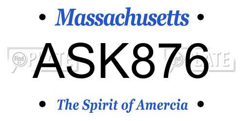 ASK876 Massachusetts License Plate