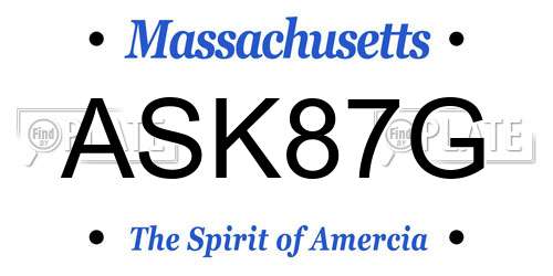 ASK87G Massachusetts License Plate
