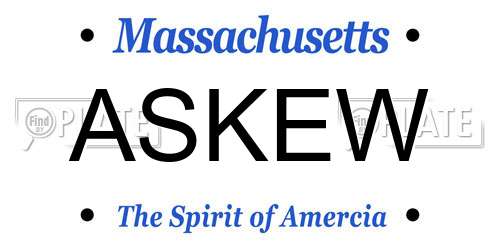 ASKEW Massachusetts License Plate