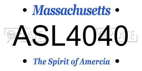 ASL4040 Massachusetts License Plate