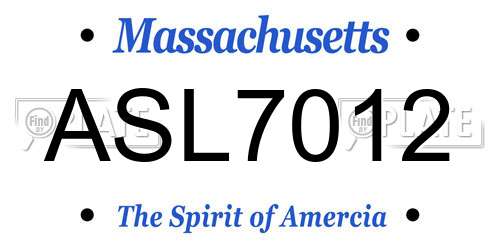 ASL7012 Massachusetts License Plate
