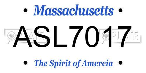 ASL7017 Massachusetts License Plate