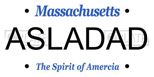 ASLADAD Massachusetts License Plate