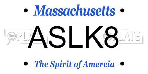 ASLK8 Massachusetts License Plate