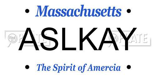 ASLKAY Massachusetts License Plate