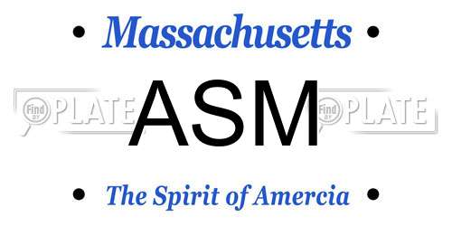 ASM Massachusetts License Plate