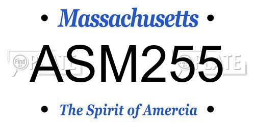 ASM255 Massachusetts License Plate