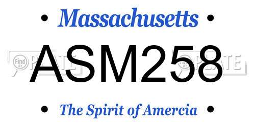 ASM258 Massachusetts License Plate
