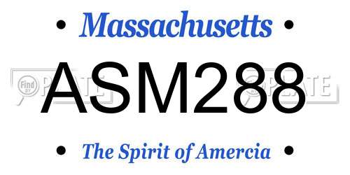 ASM288 Massachusetts License Plate