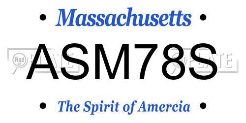 ASM78S Massachusetts License Plate