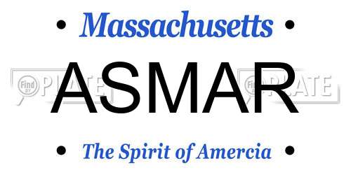 ASMAR Massachusetts License Plate