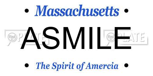 ASMILE Massachusetts License Plate