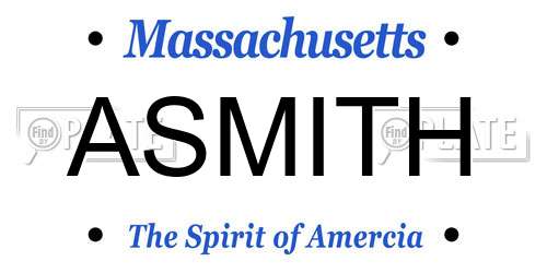 ASMITH Massachusetts License Plate