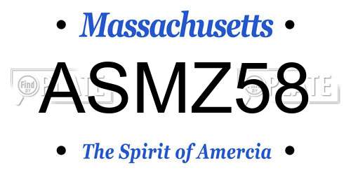 ASMZ58 Massachusetts License Plate