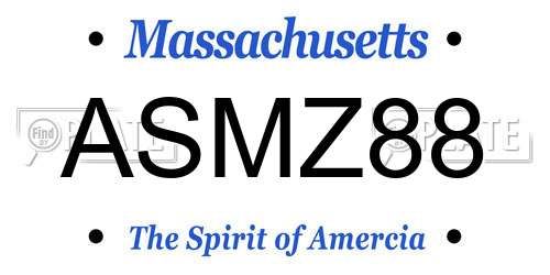 ASMZ88 Massachusetts License Plate