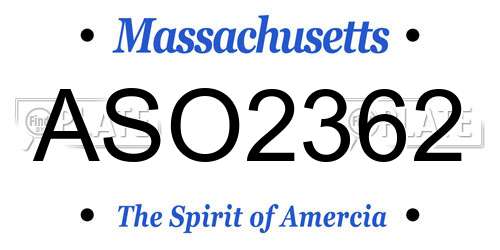 ASO2362 Massachusetts License Plate