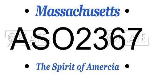 ASO2367 Massachusetts License Plate