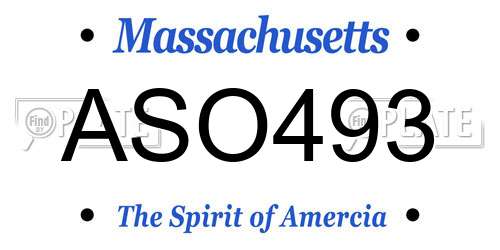 ASO493 Massachusetts License Plate