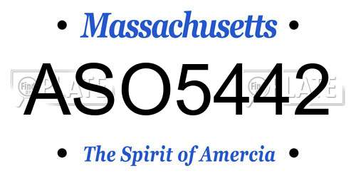 ASO5442 Massachusetts License Plate